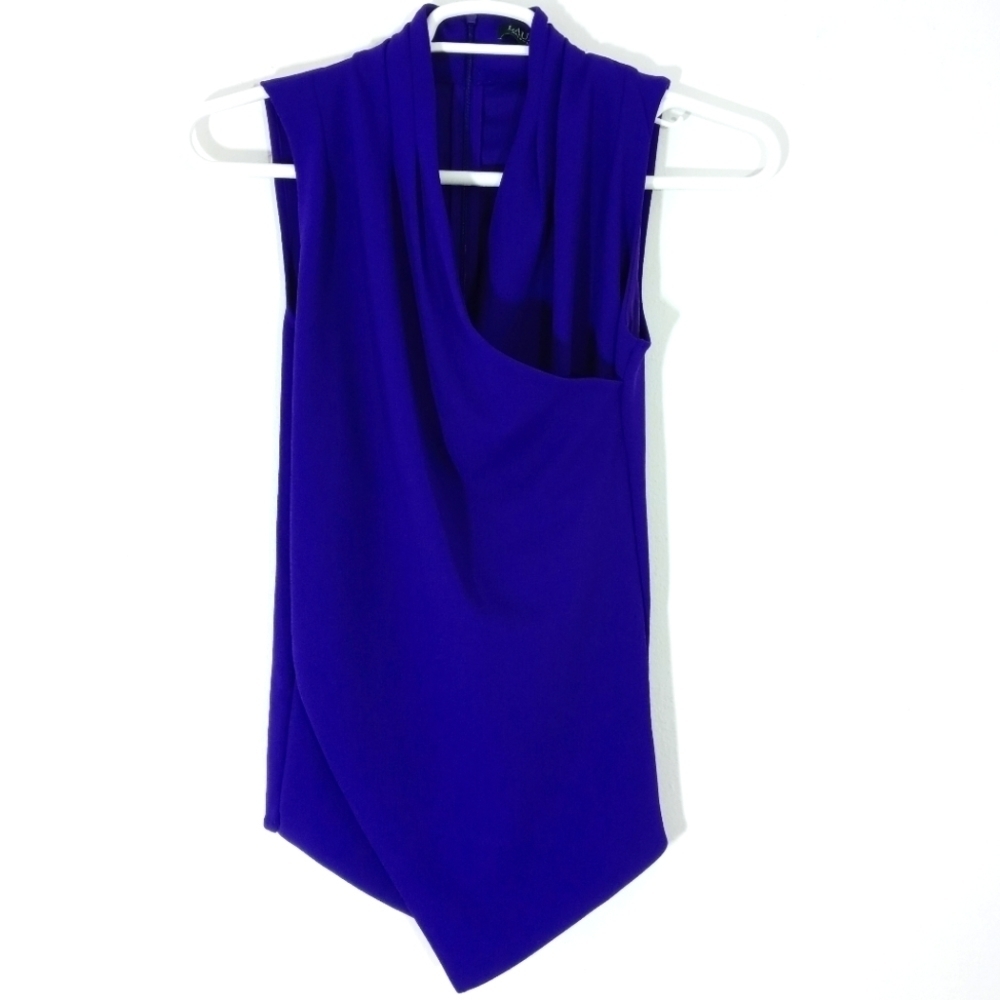 Lauren Ralph Lauren Faux Wrap Sleeveless Dropped‎ Top Blouse Purple